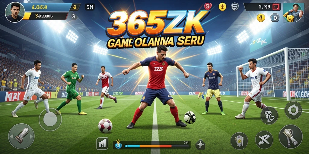 Screenshot utama 365ZK menampilkan pemain dalam aksi olahraga seru.