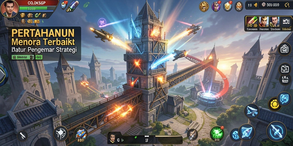 Screenshot gameplay COLOKSGP saat pertahanan menara berlangsung.