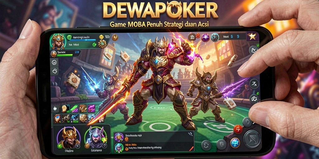 Tampilan gameplay seru dari DEWAPOKER yang penuh aksi MOBA.