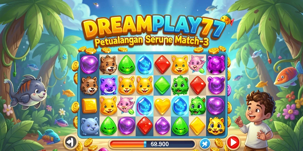 Tampilan layar permainan <strong>DREAMPLAY77</strong> yang penuh warna dan menantang.