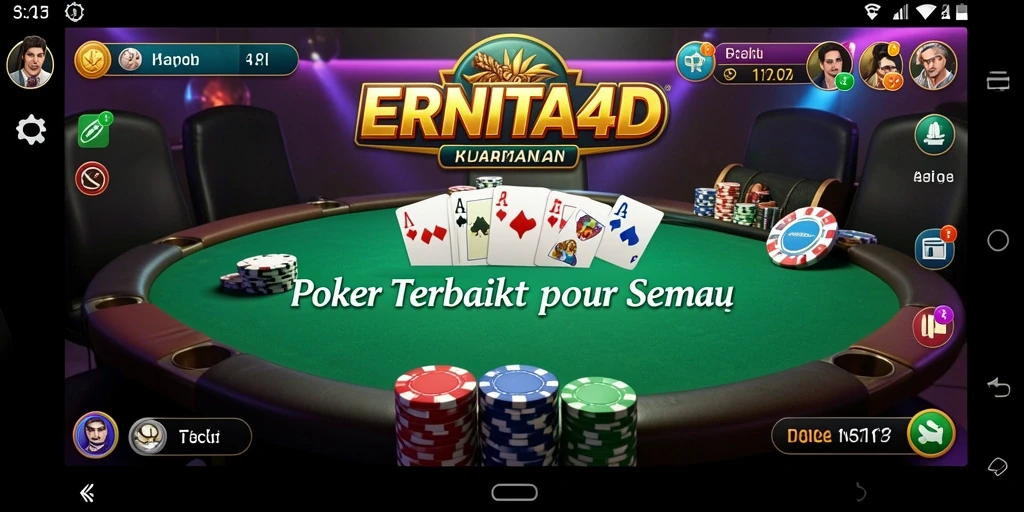 Tangkapan layar utama ERNITA4D menampilkan gameplay poker yang seru.