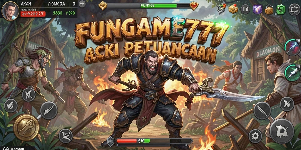 Screenshot FUNGAME777 menunjukkan karakter beraksi dalam pertempuran seru.