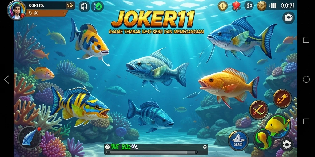 Tampilan gameplay JOKER11 dengan aksi tembak ikan yang seru.