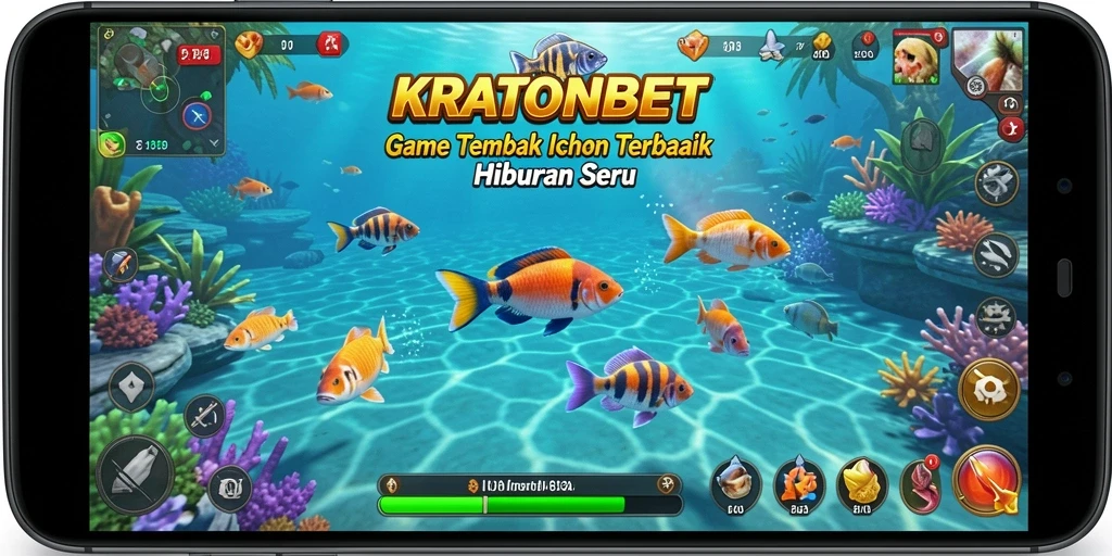 Screenshot gameplay KRATONBET menampilkan aksi menembak ikan seru.
