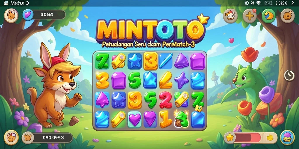 Tampilan gameplay MINTOTO yang penuh warna di level Match-3.