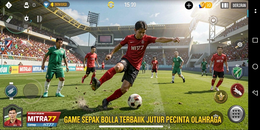 Tampilan menyenangkan dari gameplay sepak bola di MITRA77.