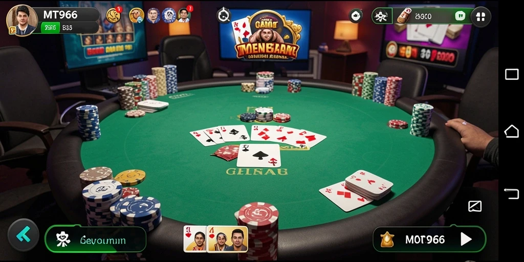 Tampilan gameplay Poker yang mendebarkan di MT966.