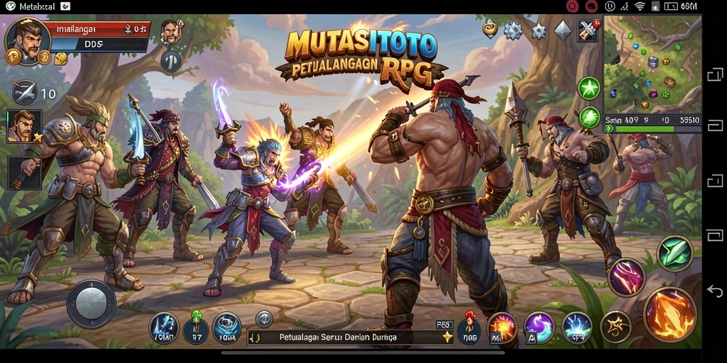 Tampilan gameplay seru dari MUTASITOTO dengan karakter dan pertarungan yang dinamis.