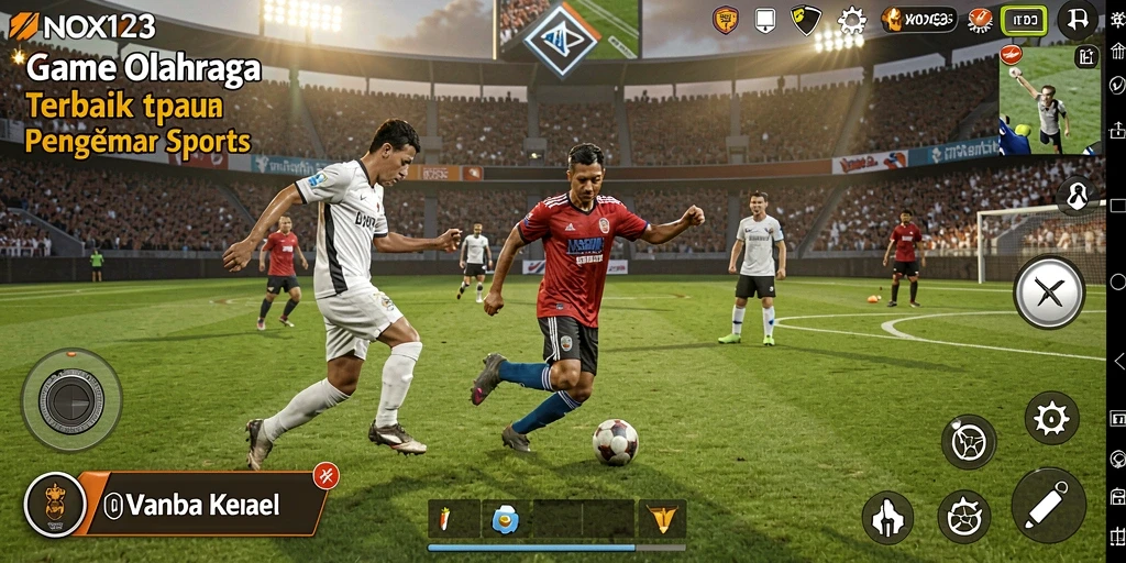 Gameplay NOX123 menunjukkan aksi olahraga yang mendebarkan dan interaktif.