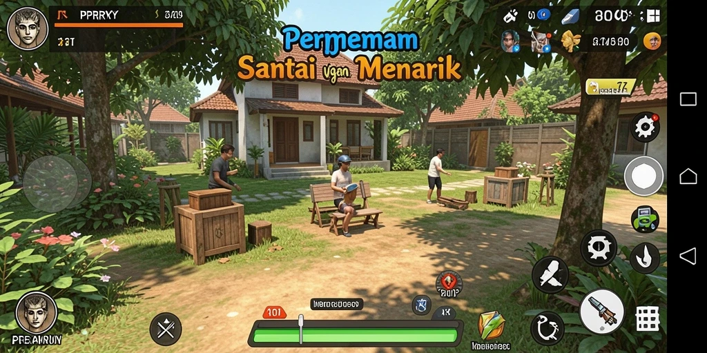 Screenshot utama PPRRYY menampilkan gameplay santai yang ceria.