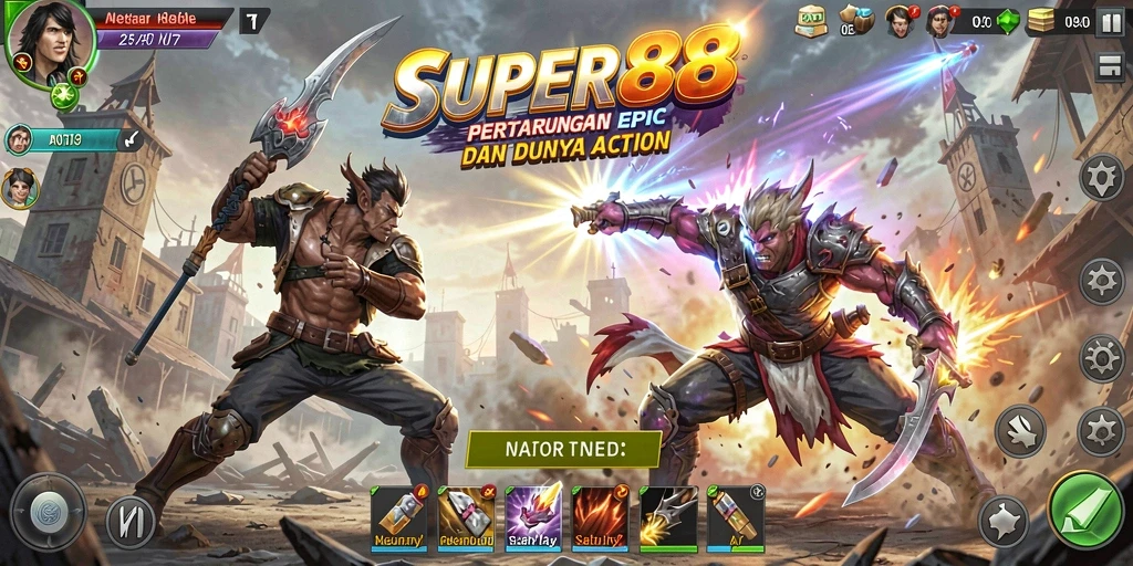 Tampilan aksi seru dalam gameplay SUPER88 dengan grafik mengagumkan.
